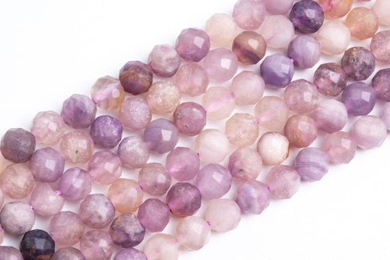 Genuine Natural Purple Lepidolite Loose Beads Grade A Faceted Round Shape 6mm