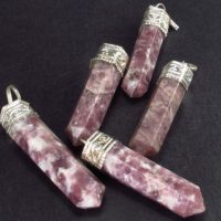 Lot Of 5 Natural Lilac Lepidolite Mica Pencil Point Pendants From Brazil | Natural genuine Gemstone jewelry. Buy crystal jewelry, handmade handcrafted artisan jewelry for women.  Unique handmade gift ideas. #jewelry #beadedjewelry #beadedjewelry #gift #shopping #handmadejewelry #fashion #style #product #jewelry #affiliate #ad