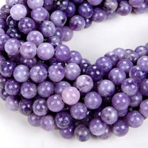 Shop Lepidolite Beads! Natural Violet Purple Lepidolite Gemstone Round 4MM 6MM Loose Beads (A298) | Natural genuine beads Lepidolite beads for beading and jewelry making.  #jewelry #beads #beadedjewelry #diyjewelry #jewelrymaking #beadstore #beading #affiliate #ad