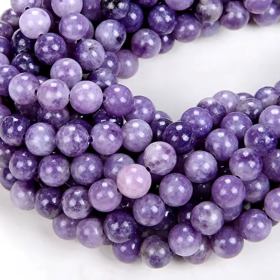 Natural Violet Purple Lepidolite Gemstone Round 4mm 6mm Loose Beads (a298)