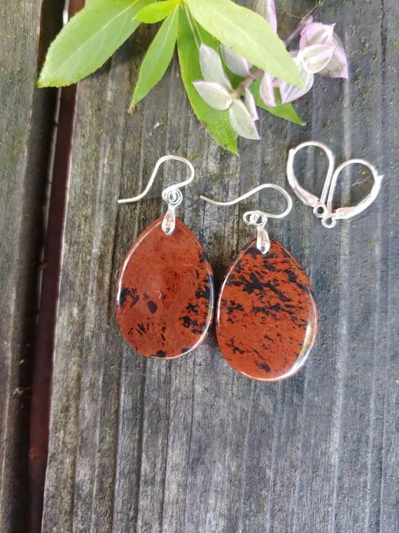 Mahogany Obsidian Earrings. Available In Sterling Silver Only