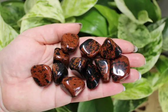 Mahogany Obsidian Tumbled Stone, Mexican Red Obsidian Pocket Stone