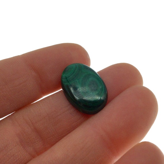 Ooak Genuine Malachite Oblong/oval Shaped Flat Backed Cabochon - Measuring 14mm X 20mm, 4.5mm Dome Height - Natural High Quality Cab