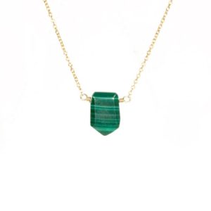 Shop Malachite Necklaces! Malachite necklace, green stone necklace, geometric necklace, healing crystal necklace, chakra necklace, 14k gold filled chain | Natural genuine Malachite necklaces. Buy crystal jewelry, handmade handcrafted artisan jewelry for women.  Unique handmade gift ideas. #jewelry #beadednecklaces #beadedjewelry #gift #shopping #handmadejewelry #fashion #style #product #necklaces #affiliate #ad