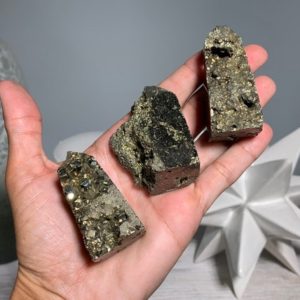 Shop Pyrite Points & Wands! Medium Pyrite Geode Obelisk, Pyrite Tower, Polished Pyrite Point, Pyrite Wand, Pyrite Scepter | Natural genuine stones & crystals in various shapes & sizes. Buy raw cut, tumbled, or polished gemstones for making jewelry or crystal healing energy vibration raising reiki stones. #crystals #gemstones #crystalhealing #crystalsandgemstones #energyhealing #affiliate #ad