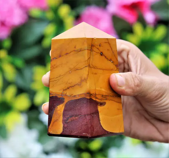 Mini 110mm Natural Red Mookaite Jasper Metaphysical Meditation Aura Healing Power Hand Made 4 Sided Tower Point