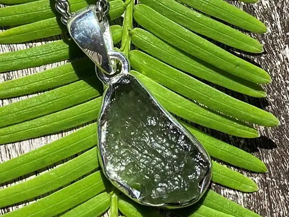 Unisex Moldavite-green Fire, 925 Silver Healing Stone Necklace For Synergy With Positive Healing Energy!