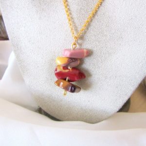 Shop Mookaite Jasper Necklaces! Mookaite Gemstone Necklace, Crystal Bead Necklace, Layering Jewelry, Healing Crystal, Red Stone Necklace, Gold Chain, Jasper, Minimalist | Natural genuine Mookaite Jasper necklaces. Buy crystal jewelry, handmade handcrafted artisan jewelry for women.  Unique handmade gift ideas. #jewelry #beadednecklaces #beadedjewelry #gift #shopping #handmadejewelry #fashion #style #product #necklaces #affiliate #ad