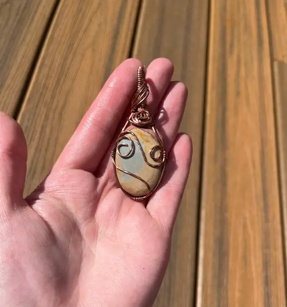 Mookaite Jasper Necklace. Jasper Wire Wrapped Necklace. Jasper Wire Wrapped Pendant. Stone Necklace. Crystal Necklace.