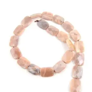 Shop Moonstone Faceted Beads! 18mm Natural Peach Moonstone Faceted Rectangle Shaped Beads – (Approx. 16" Strand ~22 Beads) | Natural genuine faceted Moonstone beads for beading and jewelry making.  #jewelry #beads #beadedjewelry #diyjewelry #jewelrymaking #beadstore #beading #affiliate #ad