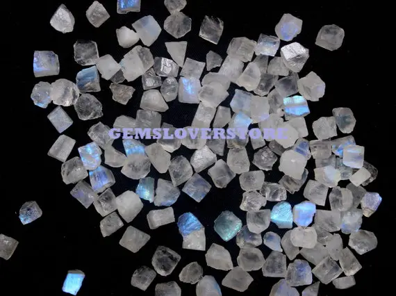 50 Pieces Fire Moonstone Raw Size 4-6 Mm, Natural Blue Flashy Rainbow ,fire Moonstone Raw Crystals Blue Moonstone , Blue Rock Mineral Stone