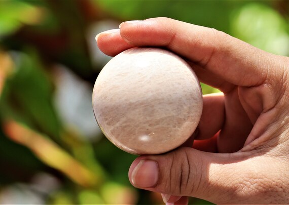 Small 50mm Natural Peach Moonstone Crystal Gemstone Aura Reiki Healing Metaphysical Meditation Power Sphere Ball