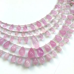 Natural Morganite Carved Drops 5 Strands Gemstone Beads | Natural genuine other-shape Gemstone beads for beading and jewelry making.  #jewelry #beads #beadedjewelry #diyjewelry #jewelrymaking #beadstore #beading #affiliate #ad