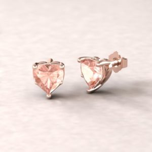Shop Morganite Earrings! Morganite Heart Earrings – 6mm Solitaire "lola" Earrings – By Laurie Sarah – Ls5685 | Natural genuine Morganite earrings. Buy crystal jewelry, handmade handcrafted artisan jewelry for women.  Unique handmade gift ideas. #jewelry #beadedearrings #beadedjewelry #gift #shopping #handmadejewelry #fashion #style #product #earrings #affiliate #ad