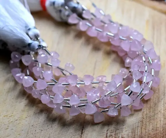 Morganite Trillion Shape Faceted Triangle Beads Brioletter 6x7.mm Approx 7"inches Natural Top Quality Wholesaler Price.