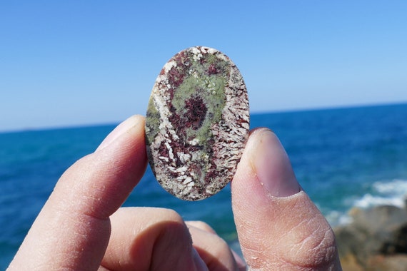 40.6  Moss Agate Cabochon, Natural Plume Agate