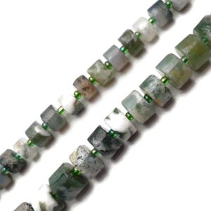 Shop Moss Agate Rondelle Beads! Green Moss Agate Smooth Rondelle Wheel Discs Beads 7-9mm 10-11mm 15.5" Strand | Natural genuine rondelle Moss Agate beads for beading and jewelry making.  #jewelry #beads #beadedjewelry #diyjewelry #jewelrymaking #beadstore #beading #affiliate #ad