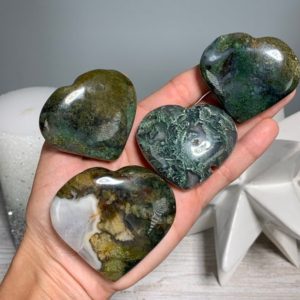 Shop Moss Agate Shapes! Large Moss Agate Heart, Moss Agate Puffy Heart, Green and White Agate Heart | Natural genuine stones & crystals in various shapes & sizes. Buy raw cut, tumbled, or polished gemstones for making jewelry or crystal healing energy vibration raising reiki stones. #crystals #gemstones #crystalhealing #crystalsandgemstones #energyhealing #affiliate #ad