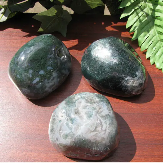 Moss Agate Palm Stone For Cleansing And  Healing, Anti-anxiety Stone, Agate Heart Chakra Balancing Stone, Reiki Massage Stone, Nature Stone