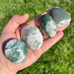 Shop Tumbled Moss Agate Crystals & Pocket Stones! Med Size Moss Agate Palm Stone Raw Druzy Natural Stone Tumbles Crystal ~ | Natural genuine stones & crystals in various shapes & sizes. Buy raw cut, tumbled, or polished gemstones for making jewelry or crystal healing energy vibration raising reiki stones. #crystals #gemstones #crystalhealing #crystalsandgemstones #energyhealing #affiliate #ad