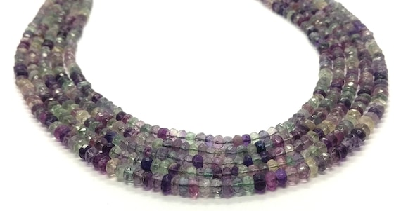 Multi Fluorite Faceted Rondelle Beads Multi Fluorite Beads Natural Fluorite Rondelle Beads 4-5 Mm Fluorite Rondelle Smooth Beads For Jewelry