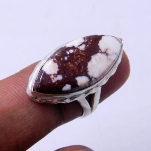Shop Magnesite Rings! Native American Sterling Silver and Wild Horse Magnesite Ring, Handmade Ring, Marquise Stone Ring | Natural genuine Magnesite rings, simple unique handcrafted gemstone rings. #rings #jewelry #shopping #gift #handmade #fashion #style #affiliate #ad