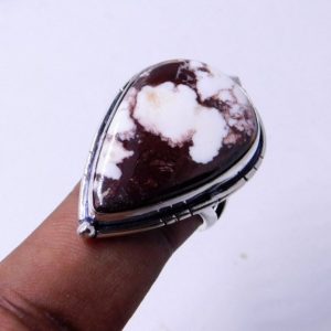 Shop Magnesite Rings! Native American Sterling Silver and Wild Horse Magnesite Ring, Handmade Ring,Teardrop Stone Ring | Natural genuine Magnesite rings, simple unique handcrafted gemstone rings. #rings #jewelry #shopping #gift #handmade #fashion #style #affiliate #ad