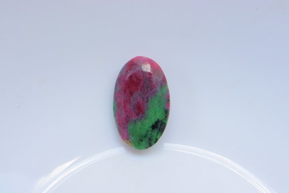 Natural 28mm Oval Ruby Zoisite Faceted Gemstone, Precious Quality Ruby Zoisite Faceted For Making Precious Jewelry, Ruby Faceted Cabochon
