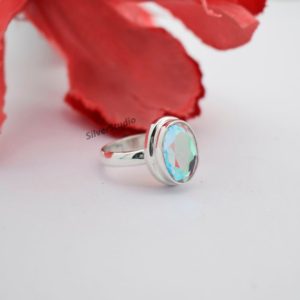 Angel Aura Quartz Gemstone Ring , 925 Sterling Silver Ring , Handmade Silver Ring , Oval Natural Angel Aura Quartz Ring , Women Ring Jewelry | Natural genuine Angel Aura Quartz rings, simple unique handcrafted gemstone rings. #rings #jewelry #shopping #gift #handmade #fashion #style #affiliate #ad