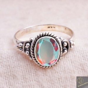 Shop Angel Aura Quartz Rings! Natural Angel Aura Quartz Ring , 925 Sterling Silver Ring , Handmade Silver Ring, Oval Angel Aura Quartz Ring, Designer Ring, Women Ring | Natural genuine Angel Aura Quartz rings, simple unique handcrafted gemstone rings. #rings #jewelry #shopping #gift #handmade #fashion #style #affiliate #ad