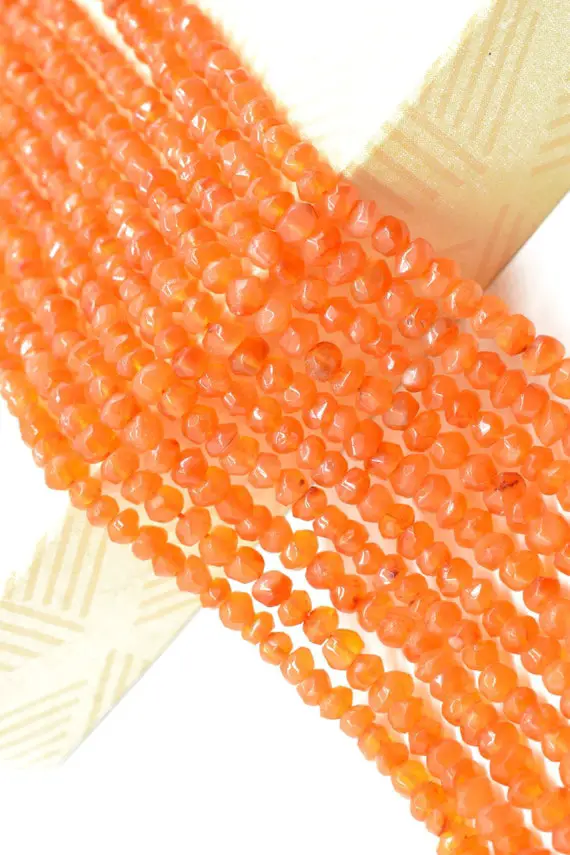 Natural Carnelian Rondelles Beads Stone, Carnelian Rondelle Handcut Faceted Beads Wholesale Price, Jewelry Making, Full Strand Beads