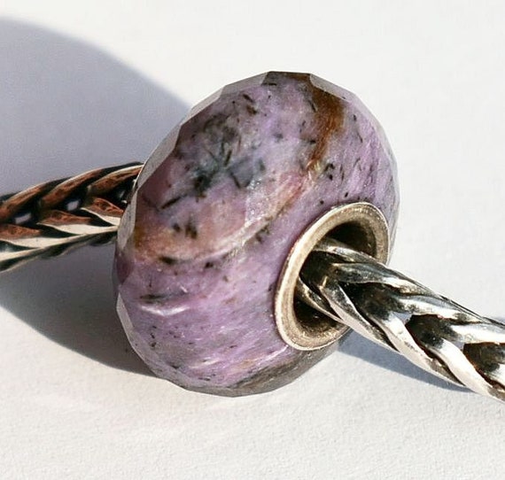 Natural Charoite Faceted Rondelle Bead, Semi-precious Gemstone 14.5mm - Fits European Charm Bracelets