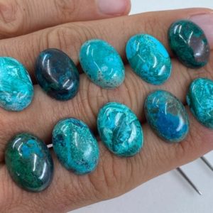 Shop Chrysocolla Cabochons! Natural Chrysocolla Cabochon Loose Oval Gemstones in 16x12mm & 18x13mm For Jewellery Making | Natural genuine stones & crystals in various shapes & sizes. Buy raw cut, tumbled, or polished gemstones for making jewelry or crystal healing energy vibration raising reiki stones. #crystals #gemstones #crystalhealing #crystalsandgemstones #energyhealing #affiliate #ad
