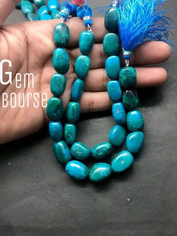 Natural Chrysocolla Smooth Tumble / Nugget Beads Aaa+ Quality 7.5 Inches Full Strands Chrysocolla Tumbles / Nuggets  For Jewelry Making