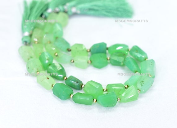 Natural Chrysoprase Nugget Beads, Faceted Chrysoprase Tumble Beads, Cut Chrysoprase Tumble Shape Beads 9 Inches