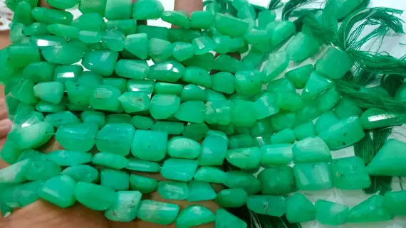 Natural Chrysoprase Nugget Shape Briolette Tumbled 12 To 20mm Beads Sold Per Strand 8 Inches Long