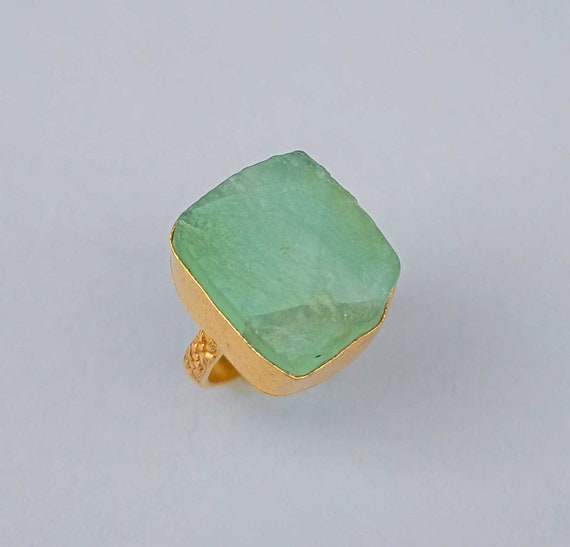 Beautiful Fluorite Gemstone Ring | Green Fluorite Jewelry |unique Ring | Stacking Ring |birthstone Ring | Brass Ring | Natural Gemstone Ring