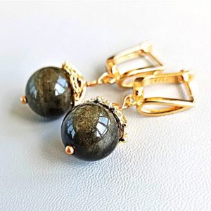 Shop Golden Obsidian Earrings! Natural gold obsidian earrings – Golden sheen obsidian beaded earrings – Gift for women – Real obsidian jewelry | Natural genuine Golden Obsidian earrings. Buy crystal jewelry, handmade handcrafted artisan jewelry for women.  Unique handmade gift ideas. #jewelry #beadedearrings #beadedjewelry #gift #shopping #handmadejewelry #fashion #style #product #earrings #affiliate #ad