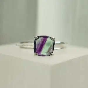 Shop Fluorite Jewelry! Natural Green and Purple Fluorite Ring, solitaire stacking genuine green and purple fluorite, unique natural fluorite, rainbow fluorite | Natural genuine Fluorite jewelry. Buy crystal jewelry, handmade handcrafted artisan jewelry for women.  Unique handmade gift ideas. #jewelry #beadedjewelry #beadedjewelry #gift #shopping #handmadejewelry #fashion #style #product #jewelry #affiliate #ad