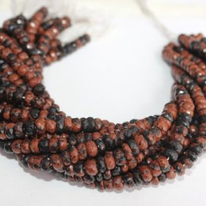 Natural Mahogany Obsidian Faceted Rondelle Beads, 13" Strand 7.5-8.5 mm Mahogany Obsidian Gemstone Beads for Necklace & Jewelry Making Craft | Natural genuine rondelle Mahogany Obsidian beads for beading and jewelry making.  #jewelry #beads #beadedjewelry #diyjewelry #jewelrymaking #beadstore #beading #affiliate #ad