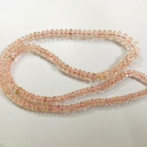Shop Morganite Rondelle Beads! Natural Morganite Smooth Rondelle Beads | 4 to 6 MM | 75 Carat | Morganite Rondelle Beads for Jewelry Making | Gemstones Beads | Natural genuine rondelle Morganite beads for beading and jewelry making.  #jewelry #beads #beadedjewelry #diyjewelry #jewelrymaking #beadstore #beading #affiliate #ad