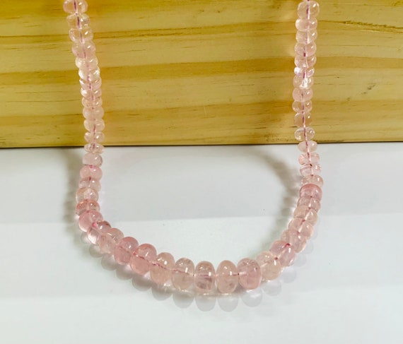 Natural Pink Morganite Smooth Rondelle Beads | 5 To 9 Mm | 223 Carat | 18 Inches | Morganite Rondelle Beads For Jewelry Making