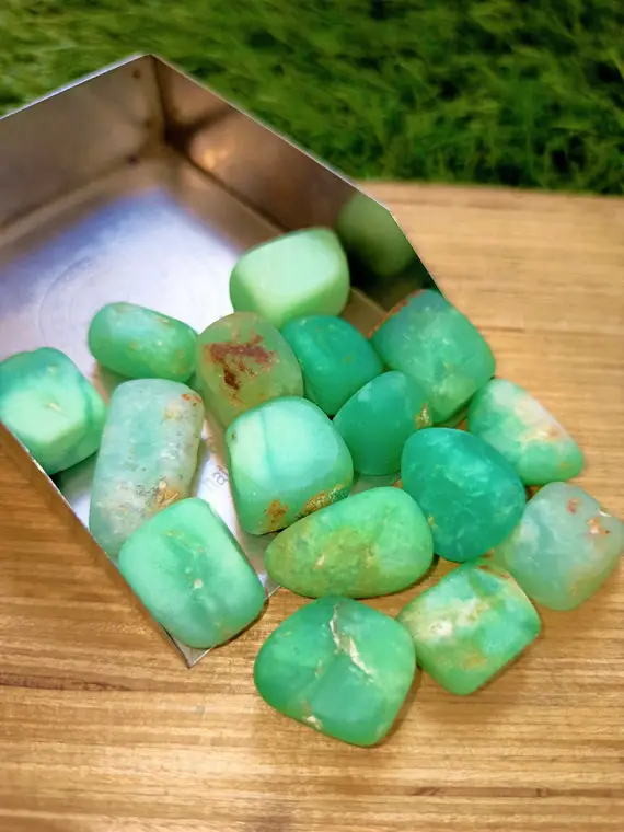 5 Piece Natural Raw Chrysoprase Tumble Crystal, Rough Nuggets, Gemstone, Raw Making Jewelry, Healing Stone, Crystal Shop 8 - 12 Mm