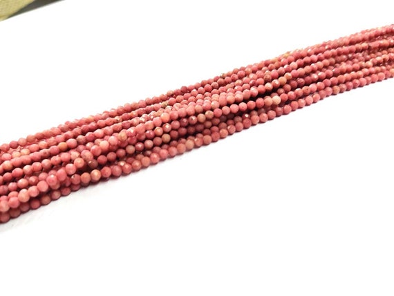 Natural Rhodochrosite Faceted Rondelle Beads Aaa Rhodochrosite Micro Beads Pink Color Stone Rondelle Beads 2.5mm-3mm  Jewelry Making Beads