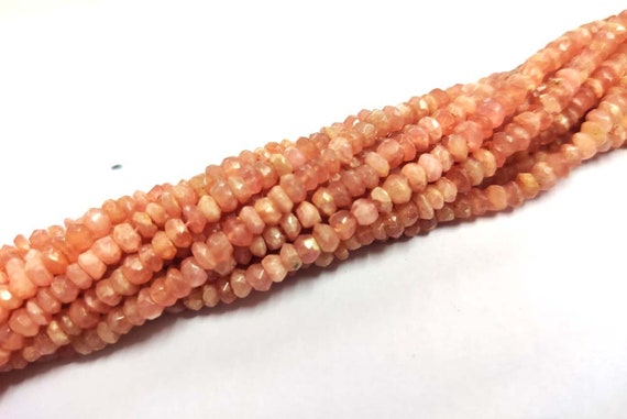 Natural Rhodochrosite Faceted Rondelle Loose Beads 3.5-4mm 13"strand