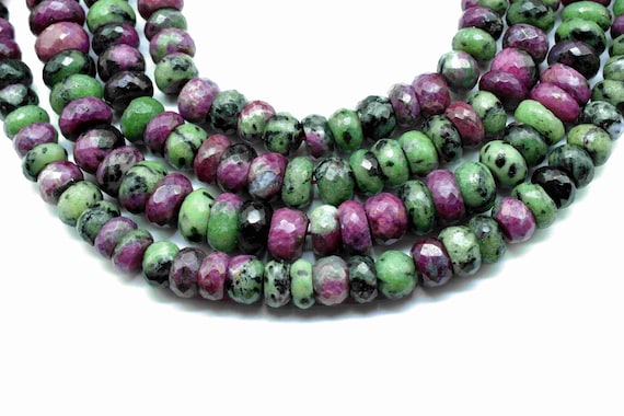 Natural Ruby Zoisite 9mm To 10mm Rondelle Shape Beads,multi Color Faceted Beads,precious Stone Beads,gemstone Tiny Spacer Bead,rondlle Bead
