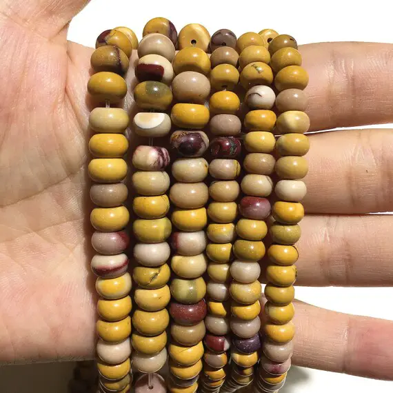 Natural Yellow Mookaite Jasper Rondelle Energy Gemstone Loose Beads For Bracelet Necklace Jewelry Making & Design Aaa Quality 4x6mm 5x8mm