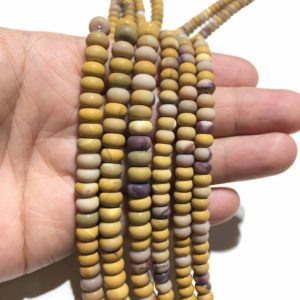 Shop Mookaite Jasper Rondelle Beads! Natural Yellow Mookaite Matte Rondelle Healing & Energy Gemstone Loose Beads for Bracelet Necklace Jewelry Design AAA Quality 4x6mm 5x8mm | Natural genuine rondelle Mookaite Jasper beads for beading and jewelry making.  #jewelry #beads #beadedjewelry #diyjewelry #jewelrymaking #beadstore #beading #affiliate #ad