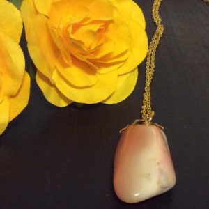 Necklace ~ Polished Gemstone Pendants on 20" Chains | Natural genuine Pink Calcite pendants. Buy crystal jewelry, handmade handcrafted artisan jewelry for women.  Unique handmade gift ideas. #jewelry #beadedpendants #beadedjewelry #gift #shopping #handmadejewelry #fashion #style #product #pendants #affiliate #ad