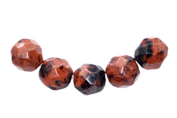 Genuine Natural Obsidian Gemstone Beads 4mm Mahogany Faceted Round Aaa Quality Loose Beads (100893)